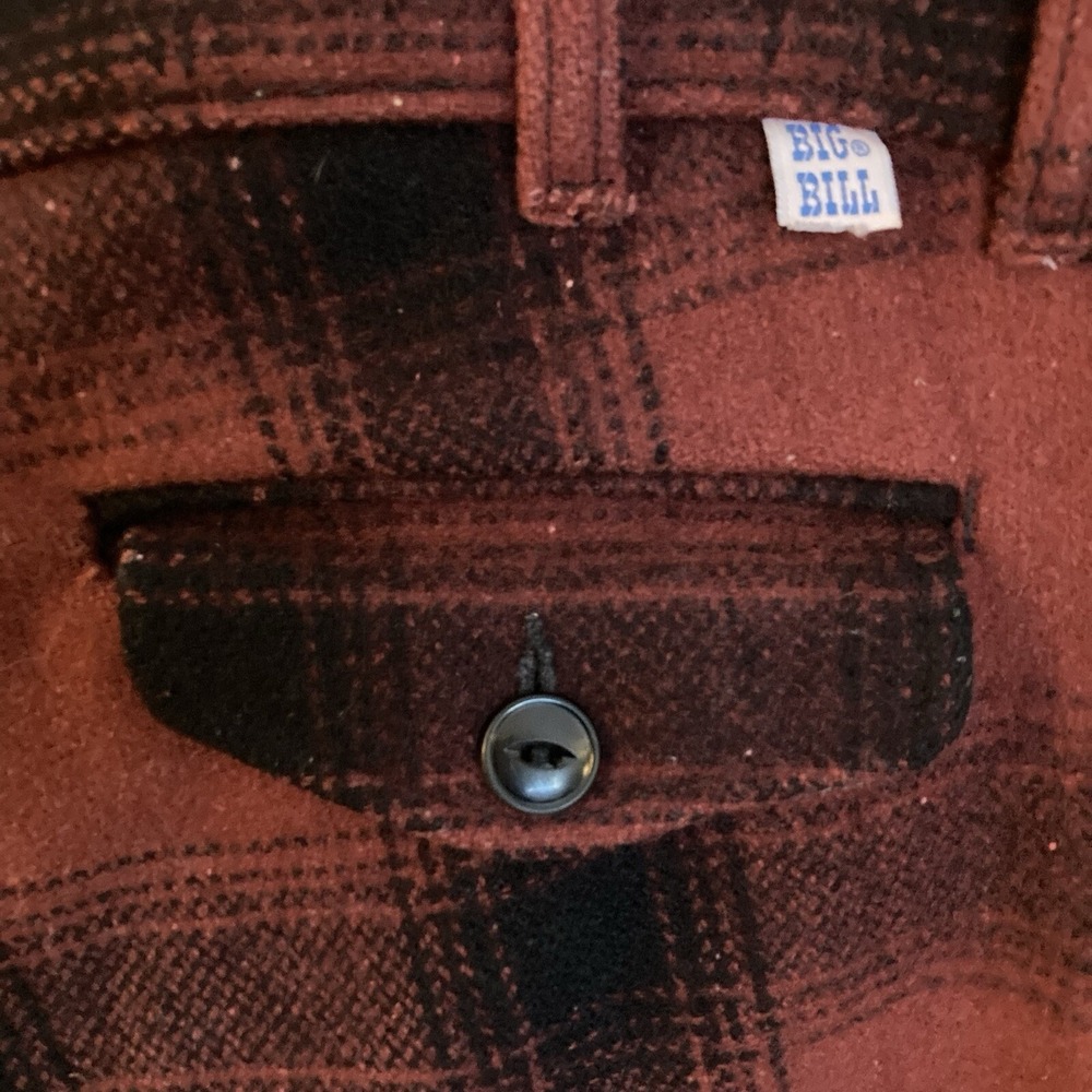 Vtg Big Bill Wool Blend Hunting Pants Mens 34 x 30 Red Plaid w/ FLAW Canada Made - Picture 8 of 16